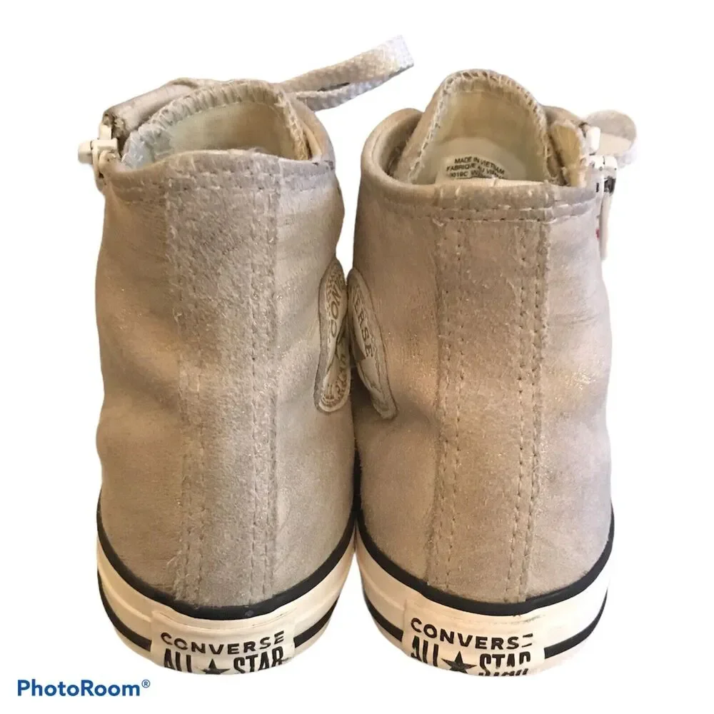 Converse Chuck Taylor Hi Side Zip Suede Leather Grey Sneakers Youth Sz 2 659019C